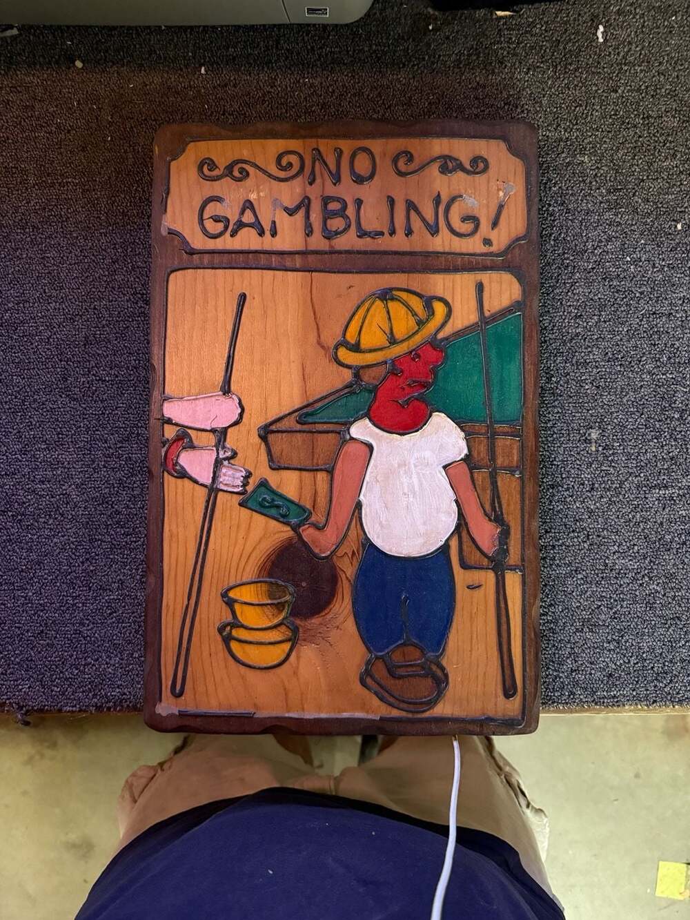 Vintage Hand-Painted Wooden Pool Hall Signage 4-Piece Set